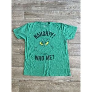 The Grinch Naughty Who Me Dr Seuss Graphic Art Tee T-Shirt Men's Size L Large
